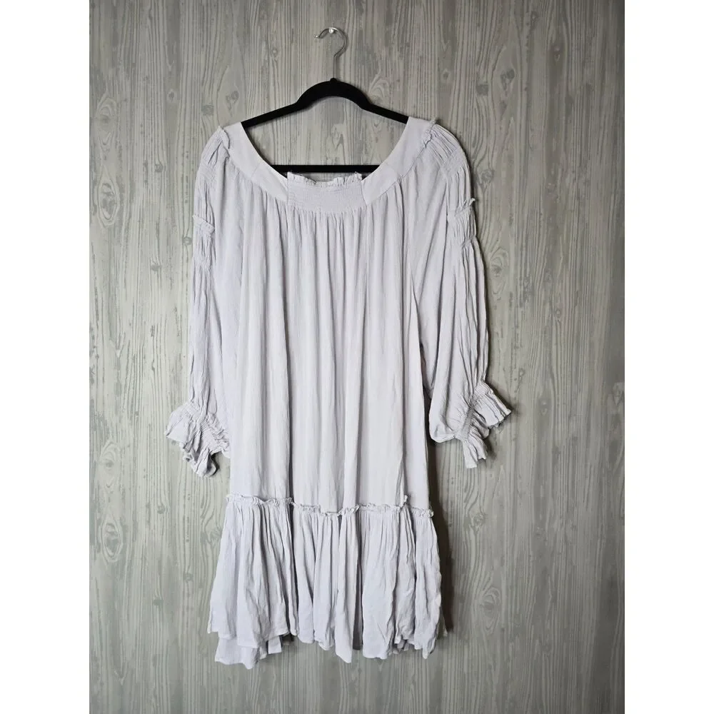 Free People Peasant Babydoll Dress Medium Light Gray - Picture 7 of 7